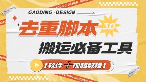 『高端精品』专业多功能去重脚本，外面收费大几百的去重脚本『软件➕视频教程』-网创之家