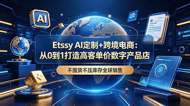 Etsy AI定制+跨境电商：从0到1打造高客单价数字产品店，不囤货不压库存全球销售-网创之家