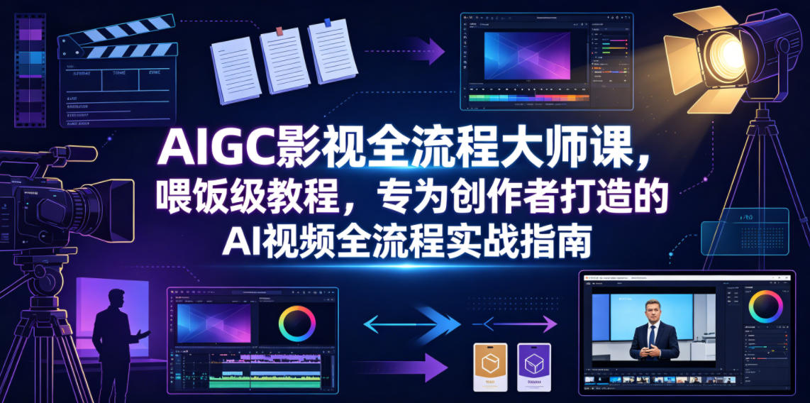 AIGC影视全流程大师课，喂饭级教程，专为创作者打造的AI视频全流程实战指南-网创之家