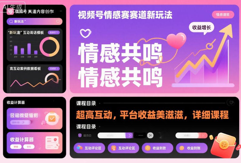 视频号情感赛道新玩法,超高互动,平台收益美滋滋,详细课程-网创之家