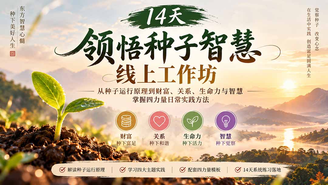 14天领悟种子智慧线上工作坊｜从种子运行原理到财富、关系、生命力与智慧，掌握四力量日常实践方法-网创之家