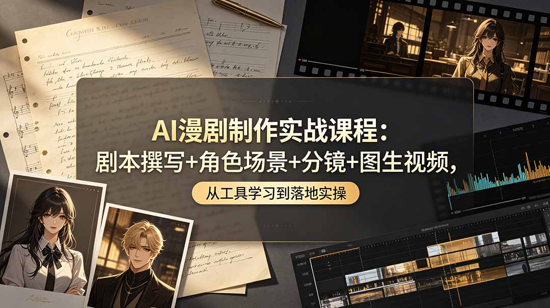AI漫剧制作实战课程：剧本撰写+角色场景+分镜+图生视频，从工具学习到落地实操-网创之家