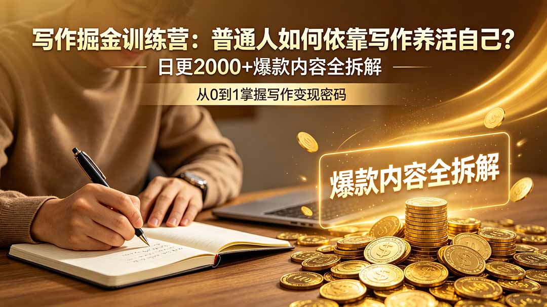 写作掘金训练营：普通人如何依靠写作养活自己？日更2000+爆款内容全拆解-网创之家