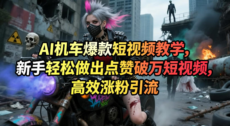 AI机车爆款短视频教学，新手轻松做出点赞破万短视频，高效涨粉引流-网创之家