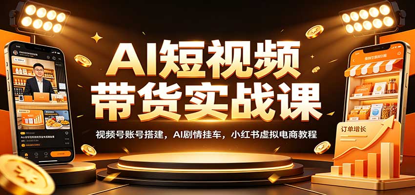 AI短视频带货实战课：视频号账号搭建，AI剧情挂车，小红书虚拟电商教程-网创之家