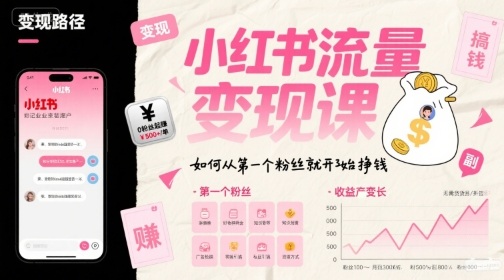 小红书流量变现课，如何从第一个粉丝就开始挣钱-网创之家