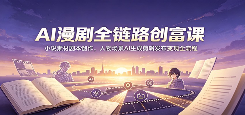 AI漫剧全链路创富课：小说素材剧本创作，人物场景AI生成剪辑发布变现全流程-网创之家