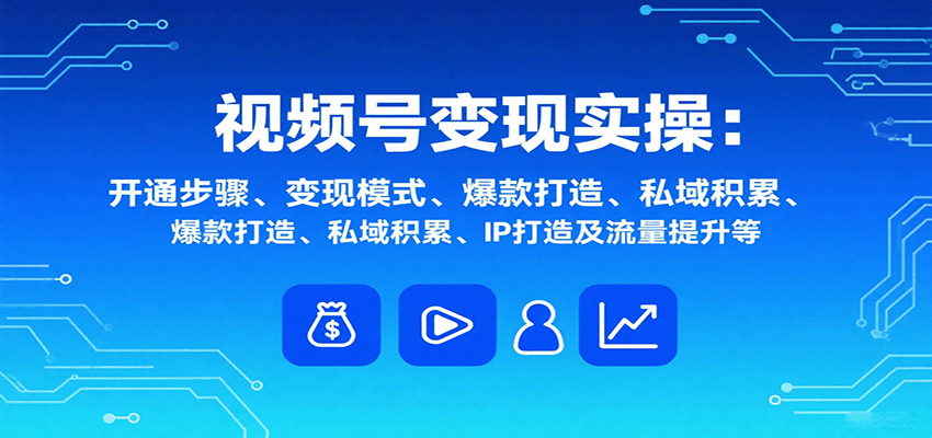 视频号变现实操，含开通步骤、变现模式、爆款打造、私域积累、IP打造及流量提升等-网创之家