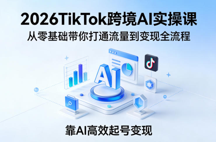 2026TikTok跨境AI实操课，从零基础带你打通流量到变现全流程，靠AI高效起号变现-网创之家