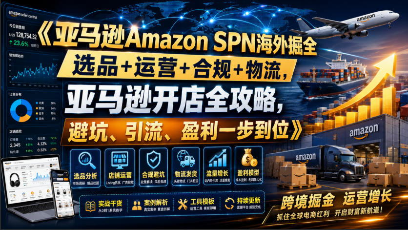 亚马逊Amazon SPN海外掘全，选品+运营+合规+物流，亚马逊开店全攻略，避坑、引流、盈利一步到位-网创之家