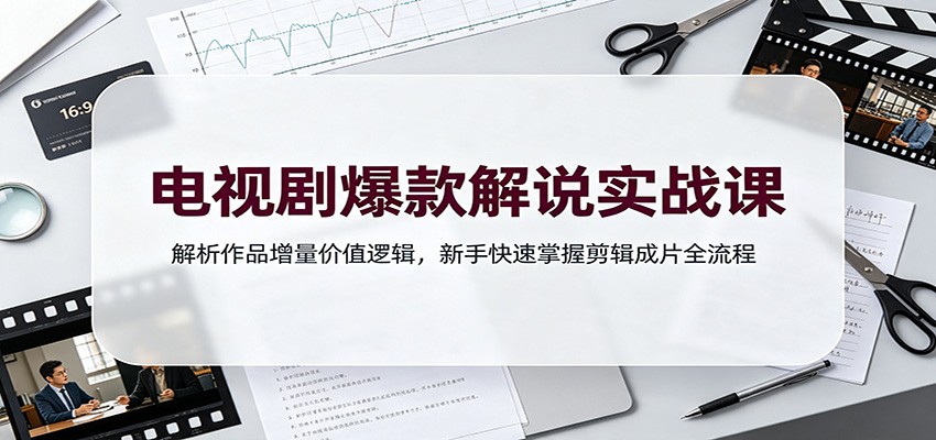 电视剧爆款解说实战课：解析作品增量价值逻辑，新手快速掌握剪辑成片全流程-网创之家