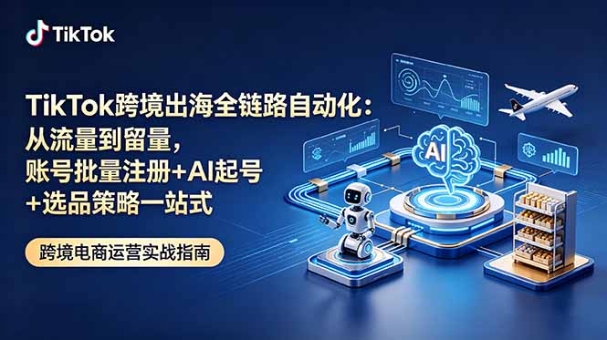 TikTok跨境出海全链路自动化：从流量到留量，账号批量注册+AI起号+选品策略一站式-网创之家
