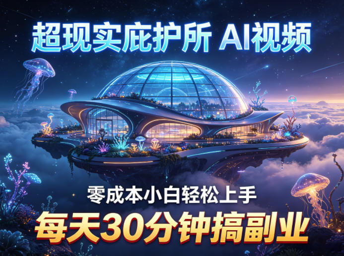 超现实庇护所AI视频项目拆解，零成本小白轻松上手，每天30分钟搞副业-网创之家