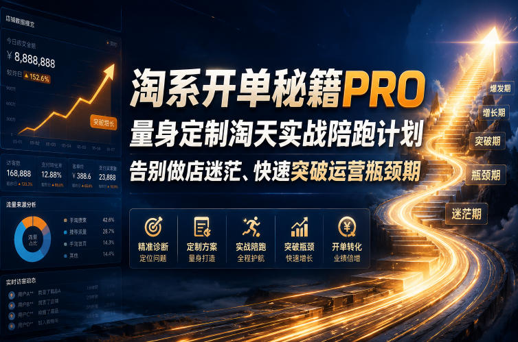 淘系开单秘籍PRO，量身定制淘天实战陪跑计划，告别做店迷茫、快速突破运营瓶颈期(更新260906)-网创之家