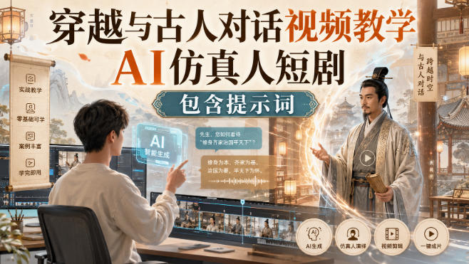 穿越与古人对话视频教学，AI仿真人短剧，包含提示词-网创之家