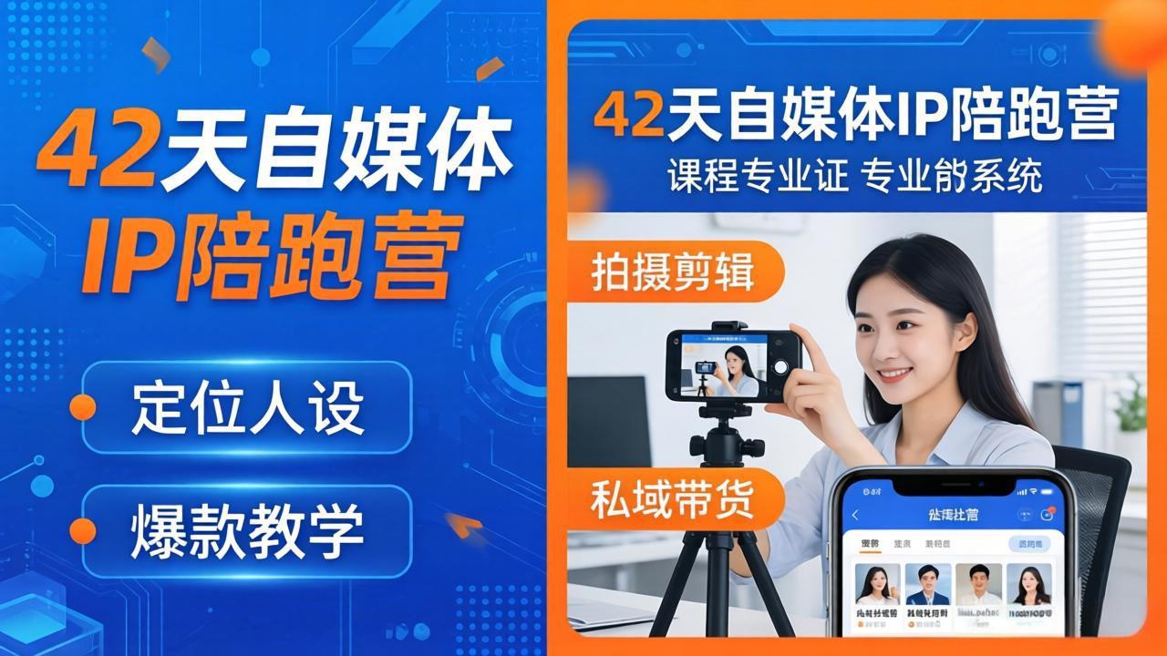 42天自媒体IP陪跑营-26年4月19更新：定位人设爆款全教学，拍摄剪辑私域带货一站式落地-网创之家