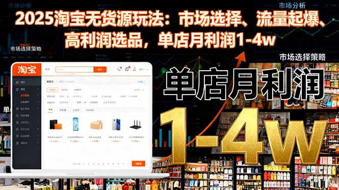 2025淘宝无货源玩法:市场选择、流量起爆、高利润选品,单店月利润1-4w-网创之家