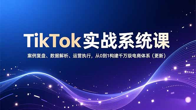 TikTok实战系统课，案例复盘、数据解析、运营执行，从0到1构建千万级电商体系(更新-网创之家