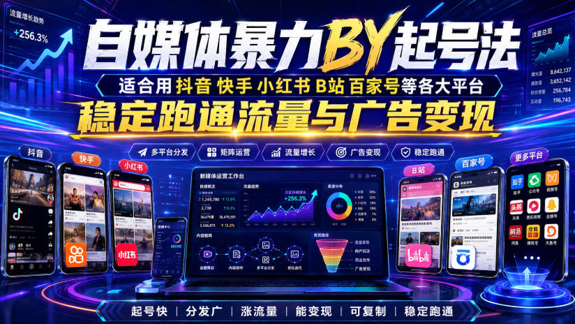 自媒体暴力搬运起号法,适合用抖音快手小红书B站百家号等各大平台,稳定跑通流量与广告变现-网创之家