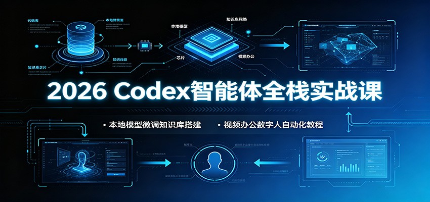2026 Codex智能体全栈实战课：本地模型微调知识库搭建，视频办公数字人自动化教程-网创之家