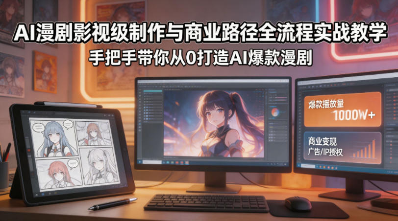 AI漫剧影视级制作与商业路径全流程实战教学，手带你从0打造AI爆款漫剧-网创之家