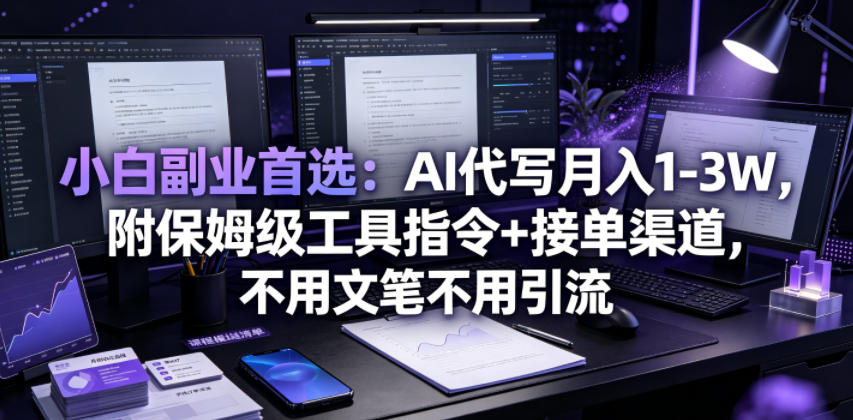 小白副业首选：AI代写月入1-3W，附保姆级工具指令+接单渠道，不用文笔不用引流【揭秘】-网创之家