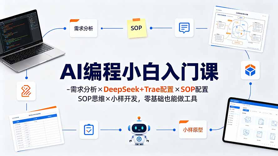 AI编程小白入门课-需求分析×DeepSeek+Trae配置×SOP思维×小样开发，零基础也能做工具-网创之家