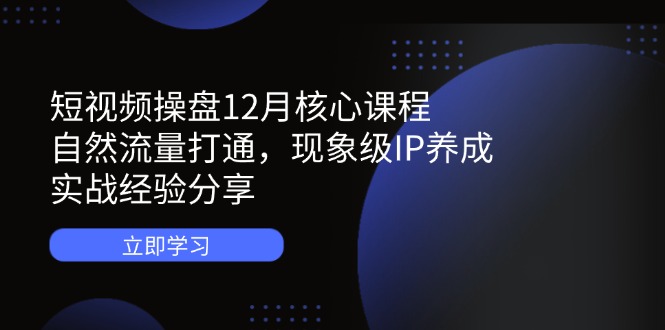 短视频操盘12月核心课程:自然流量打通,现象级IP养成,实战经验分享-网创之家
