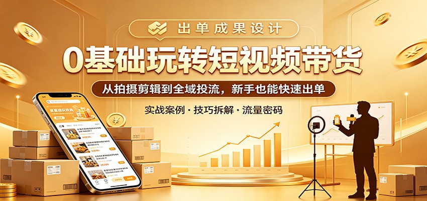 0基础玩转短视频带货：从拍摄剪辑到全域投流，新手也能快速出单-网创之家