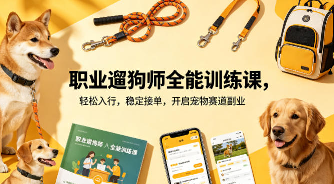 职业遛狗师全能训练课，轻松入行，稳定接单，开启宠物赛道副业-网创之家