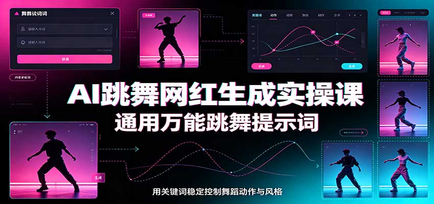 AI跳舞网红生成实操课：通用万能跳舞提示词，多模型适配，人物舞蹈视频制作全套教学-网创之家