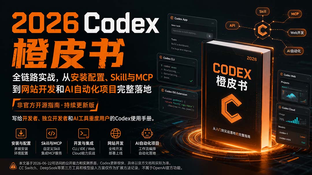2026Codex橙皮书：全链路实战，从安装配置、Skill与MCP到网站开发和AI自动化项目完整落地-网创之家