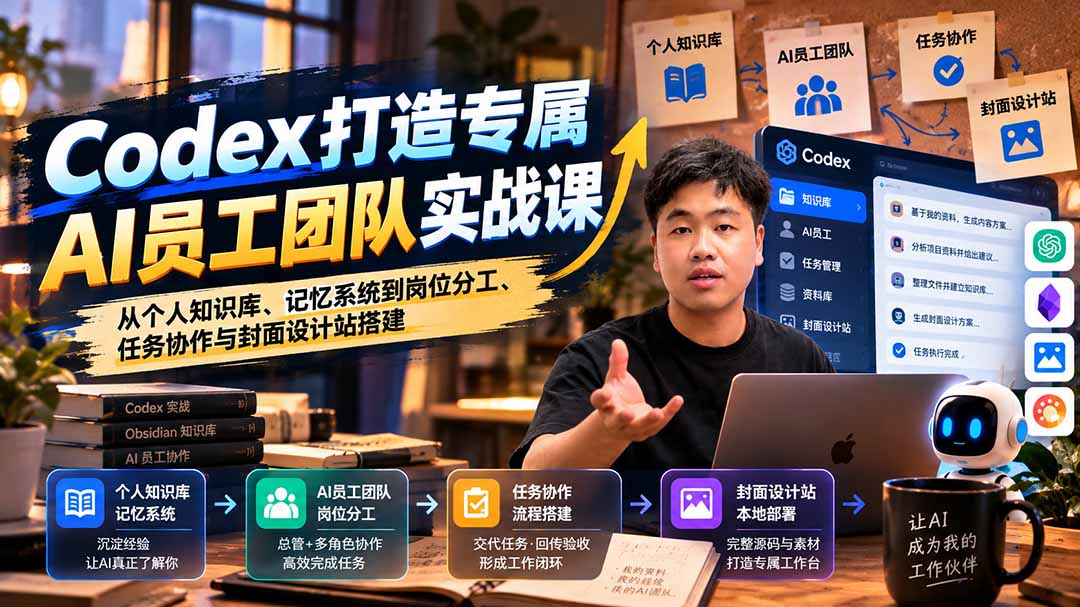 【无水印】Codex打造专属AI员工团队实战课：从个人知识库、记忆系统到岗位分工、任务协作与封面设计站搭建-网创之家