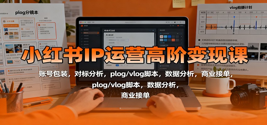小红书IP运营高阶变现课:账号包装,对标分析,plog/vlog脚本,数据分析,商业接单-网创之家