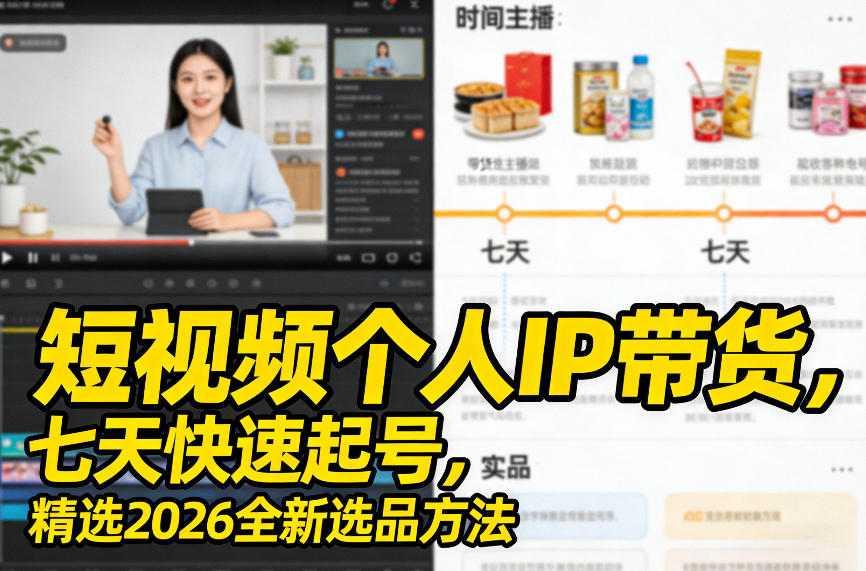 短视频个人IP带货，七天快速起号，精选2026全新选品方法-网创之家