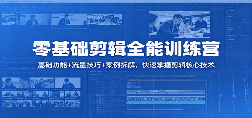 零基础剪辑全能训练营：基础功能+流量技巧+案例拆解，快速掌握剪辑核心技术-网创之家