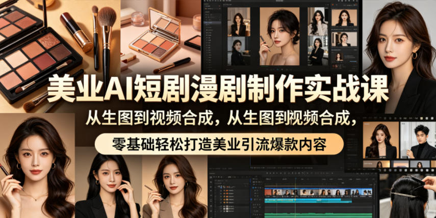 美业AI短剧漫剧制作实战课，从生图到视频合成，零基础轻松打造美业引流爆款内容-网创之家