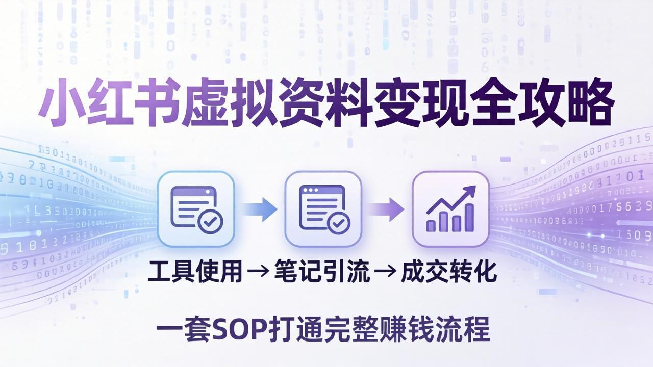 小红书虚拟资料变现全攻略：从工具使用到笔记引流成交，一套 SOP 打通完整赚钱流程-网创之家