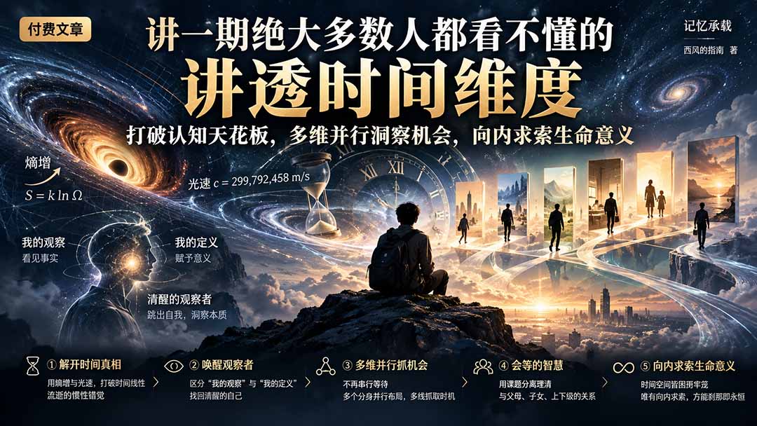 付费文章：讲一期绝大多数人都看不懂的，讲透时间维度，打破认知天花板，多维并行洞察机会，向内求索生命意义-网创之家