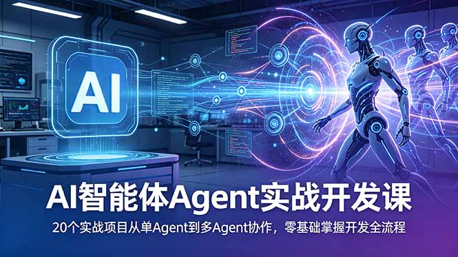 AI智能体Agent实战开发课：20个实战项目从单Agent到多Agent协作，零基础掌握开发全流程-网创之家