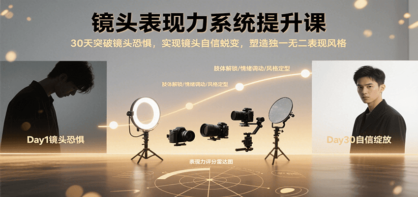 镜头表现力系统提升课，30天突破镜头恐惧实现自信蜕变，塑造独一无二表现风格-网创之家