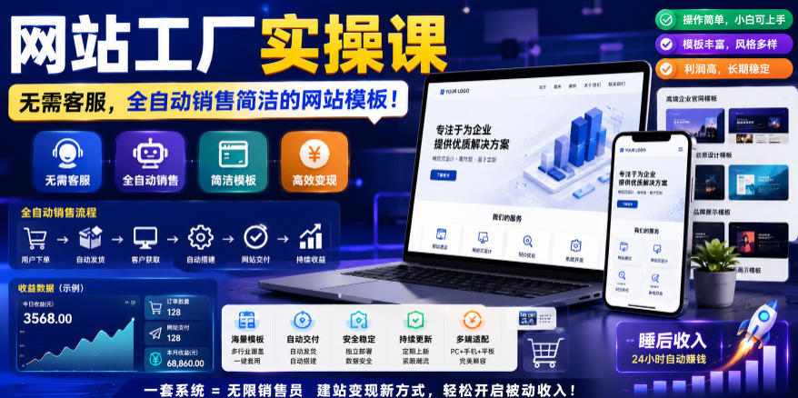 网站工厂实操课，无需客服，网站模板自动赚钱！【原创双语字幕】-网创之家
