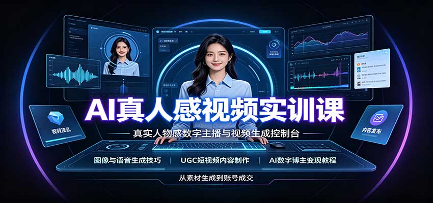 AI真人感视频实训课：图像语音生成，UGC内容制作，AI数字博主变现教程-网创之家