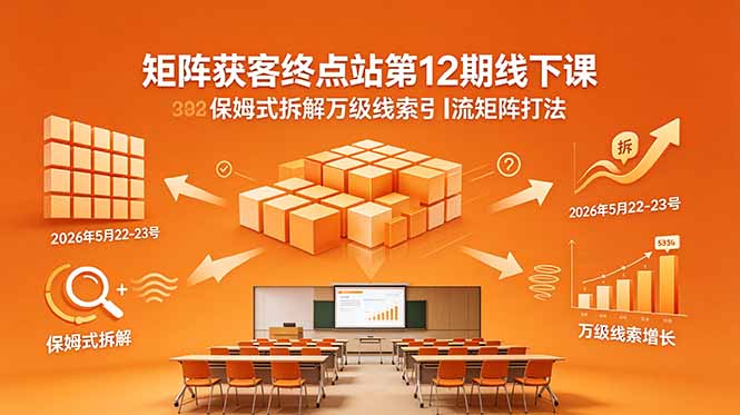 矩阵获客终点站第12期线下课 2026年5月22-23号 保姆式拆解万级线索引流矩阵打法-网创之家