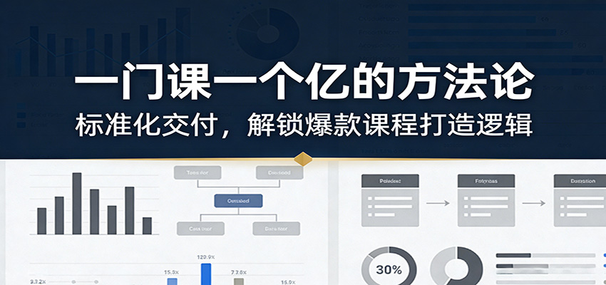 一门课一个亿的方法论：标准化交付，解锁爆款课程打造逻辑-网创之家