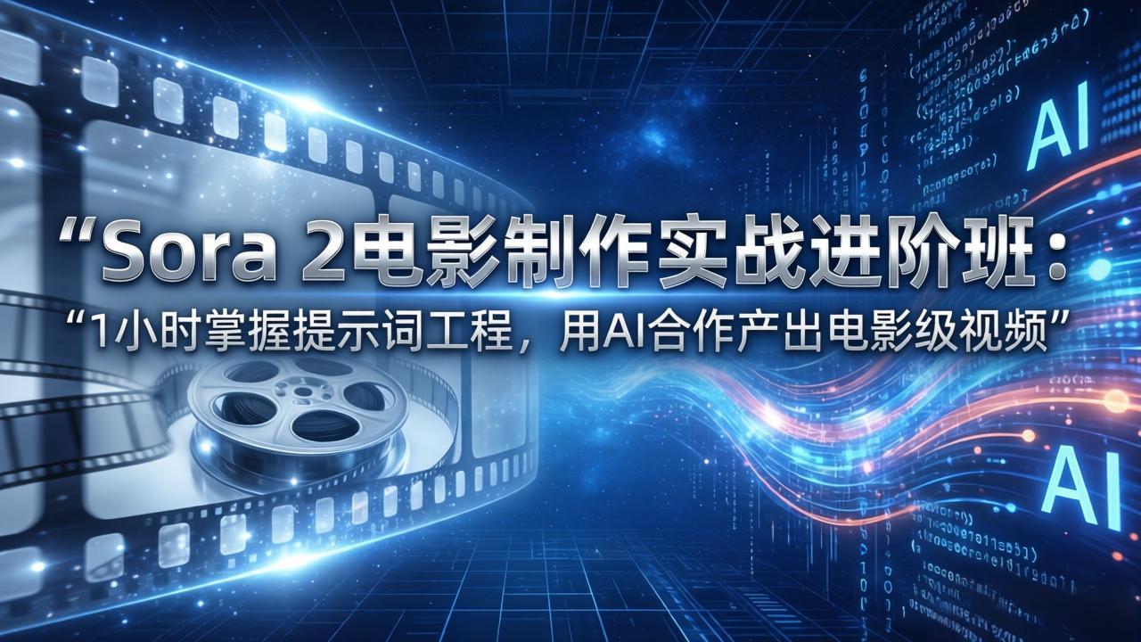 Sora 2电影制作实战进阶班：1小时掌握提示词工程，用AI合作产出电影级视频-网创之家