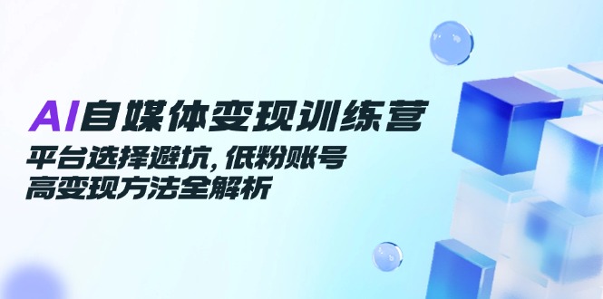 AI自媒体变现训练营,平台选择避坑,低粉账号高变现方法全解析-网创之家