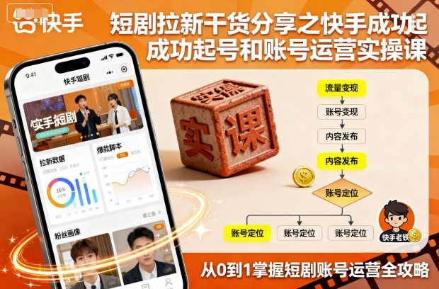 短剧拉新干货分享之快手成功起号和账号运营实操课-网创之家