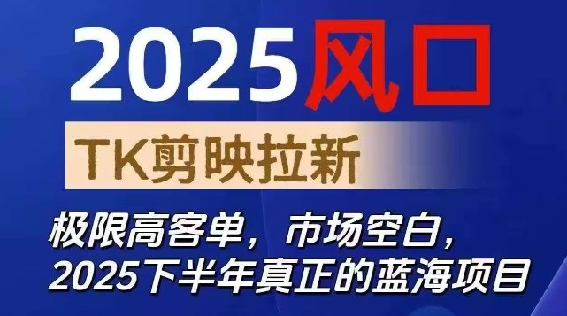 2025风口TK剪映capcut拉新项目,极限高客单,市场空白,2025下半年真正的蓝海项目-网创之家