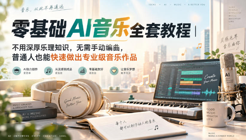 零基础AI音乐全套教程｜不用深厚乐理知识，无需手动编曲，普通人也能快速做出专业级音乐作品-网创之家